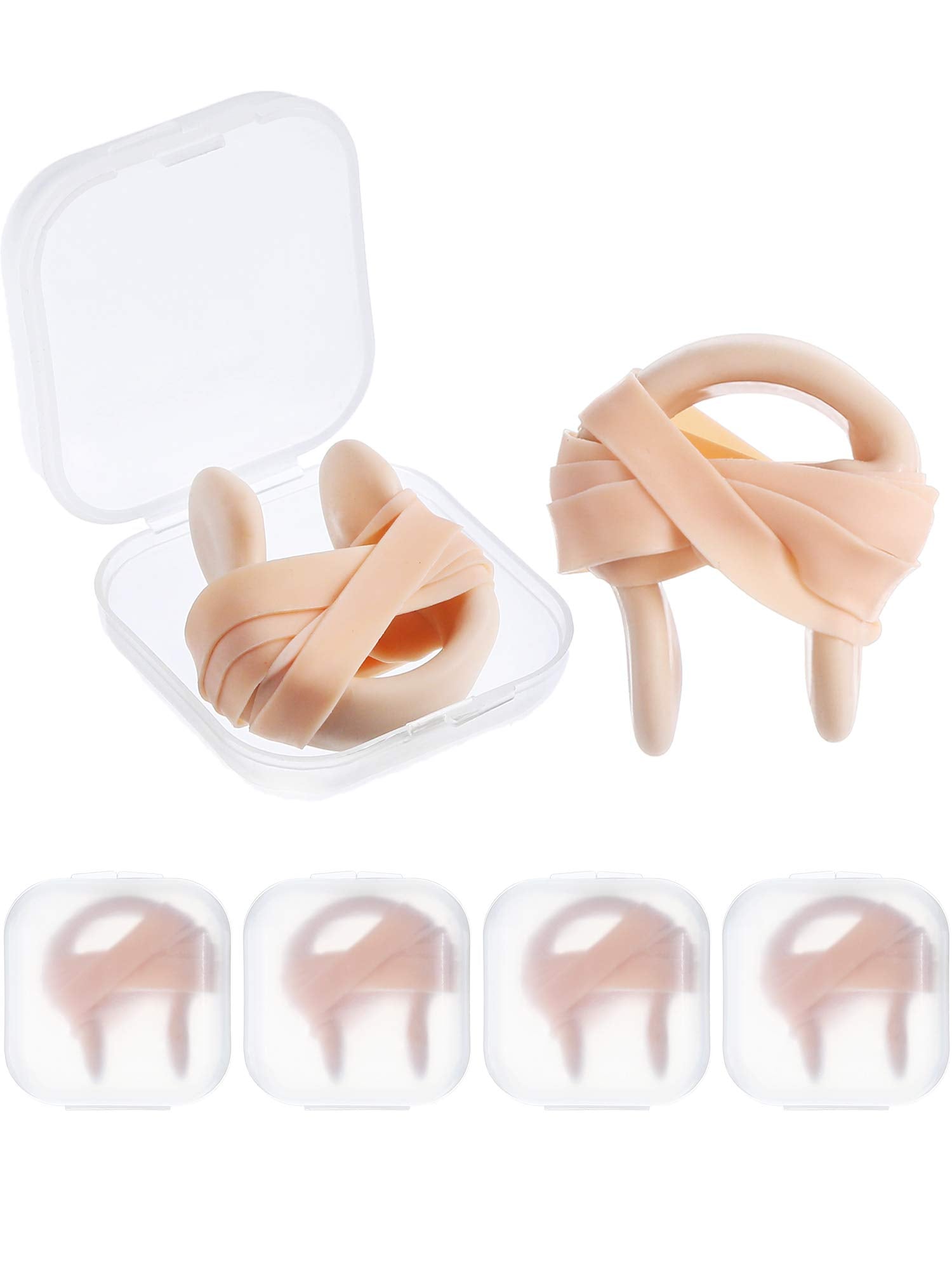 Blulu 6 Pieces Swimming Nose Clip Latex Gel Nose Plugs for Swimming Swimmer Accessories for Older Kids, Beige