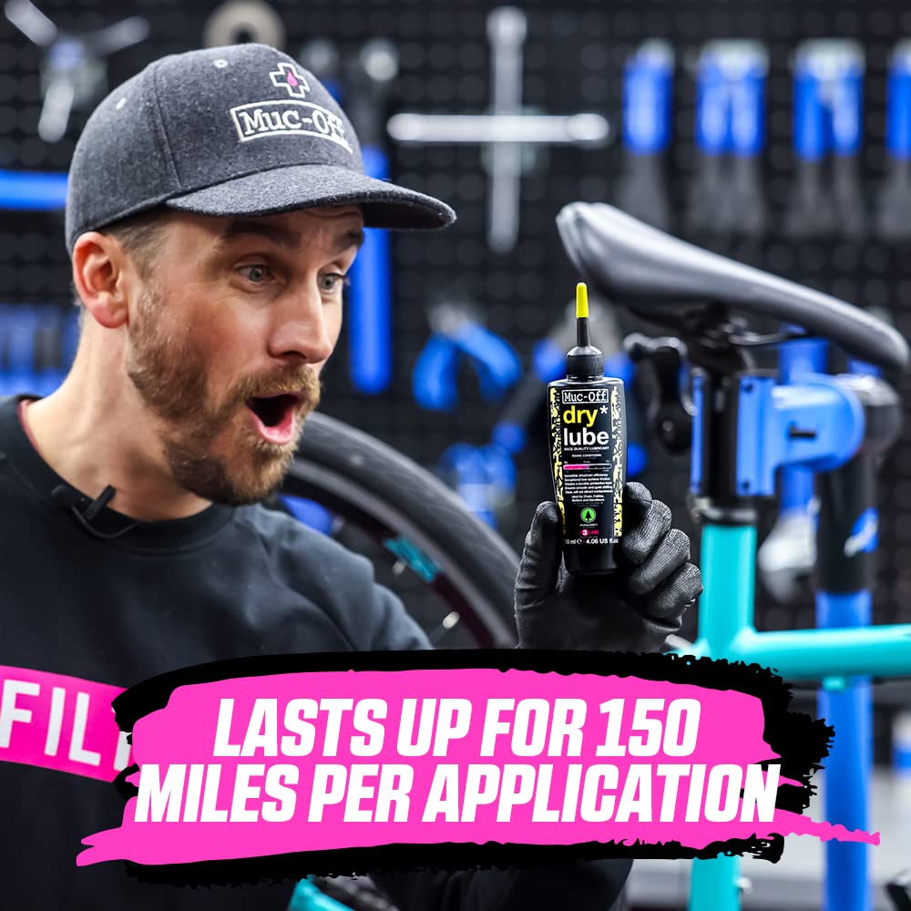Muc-Off Dry Chain Lube, 120 Milliliters - Biodegradable Bike Chain Lubricant Suitable For All Types Of Bike - Formulated For Dry
