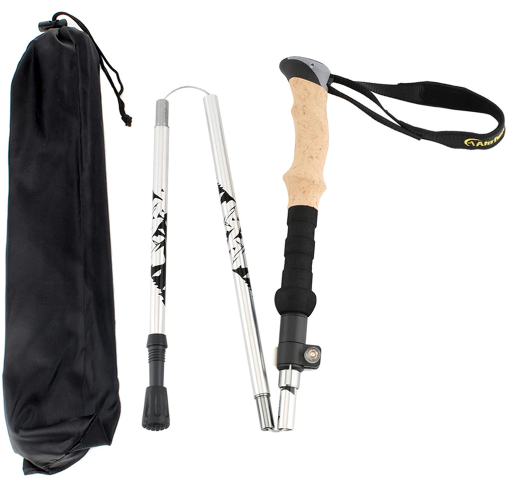 A Alafen Aluminum Collapsible Ultralight Travel Trekking Hiking Pole For Men And Women Silver