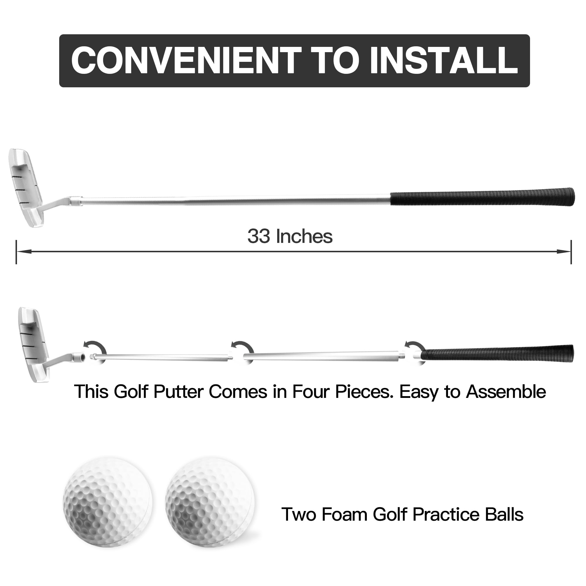 Asyxstar Upgraded Golf Putter With Golf Alignment Line - Cool Putter For Men Women Kids, Golf Clubs Set For Mini 33'' Golf Putte
