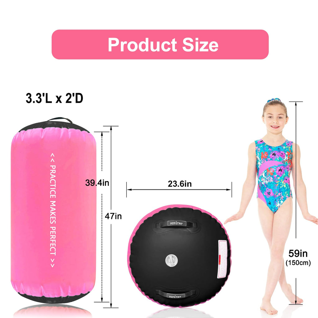 VOFiTNY Inflatable Gymnastics Mat with Tumbling Barrel, 10Tumble Track Mats for Gymnastics, 3.3L x 2D Air Roller Gymnastics B
