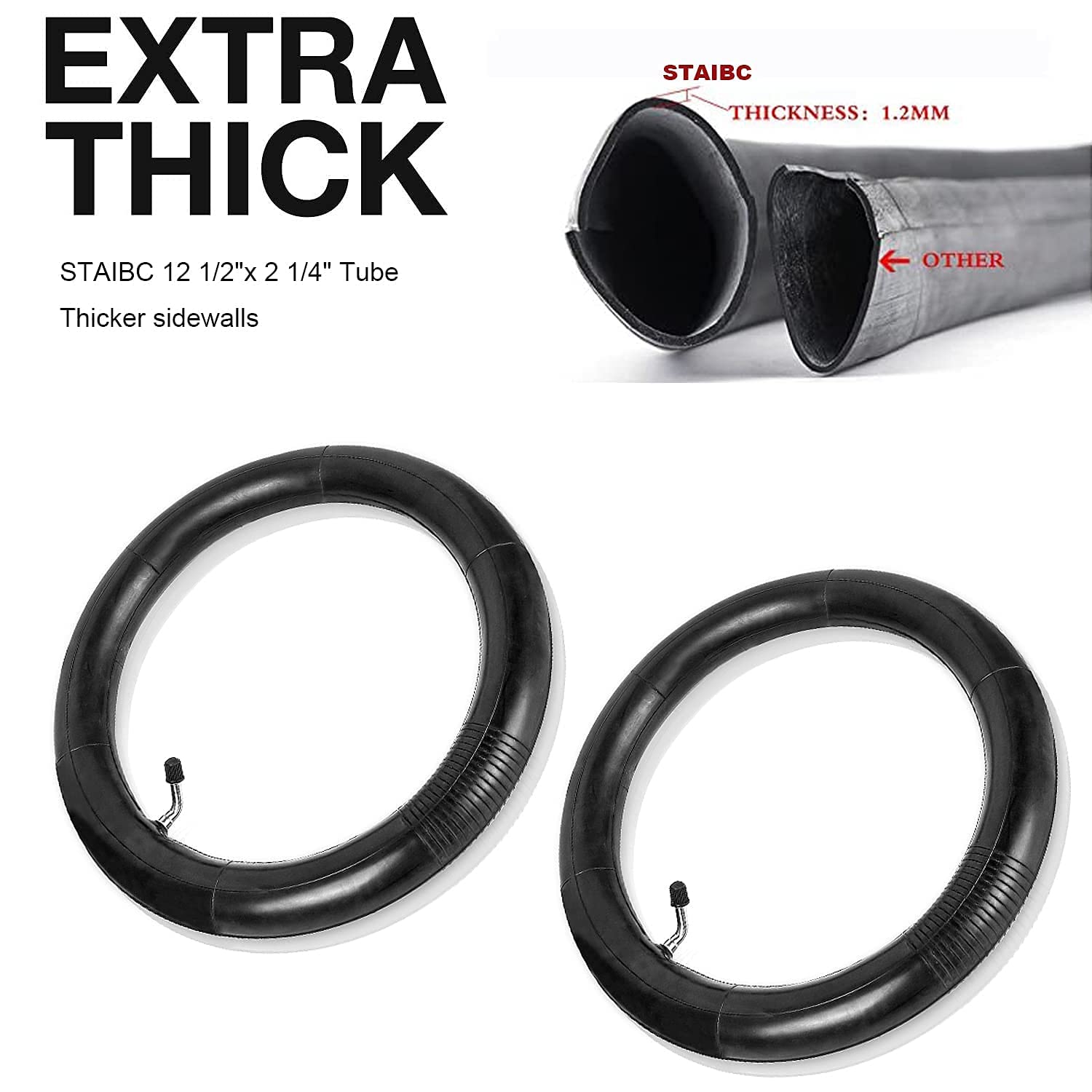 2-Pack 12.5 X 2.25 Scooter Tire Tubes 12