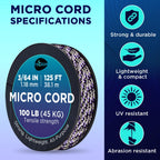 Teceum Micro Paracord - Purple Snake - 1.18 Mm X 125 Ft - Micro Utility Cord - Thin Braided Paracord Rope Nylon Polyester - Wind