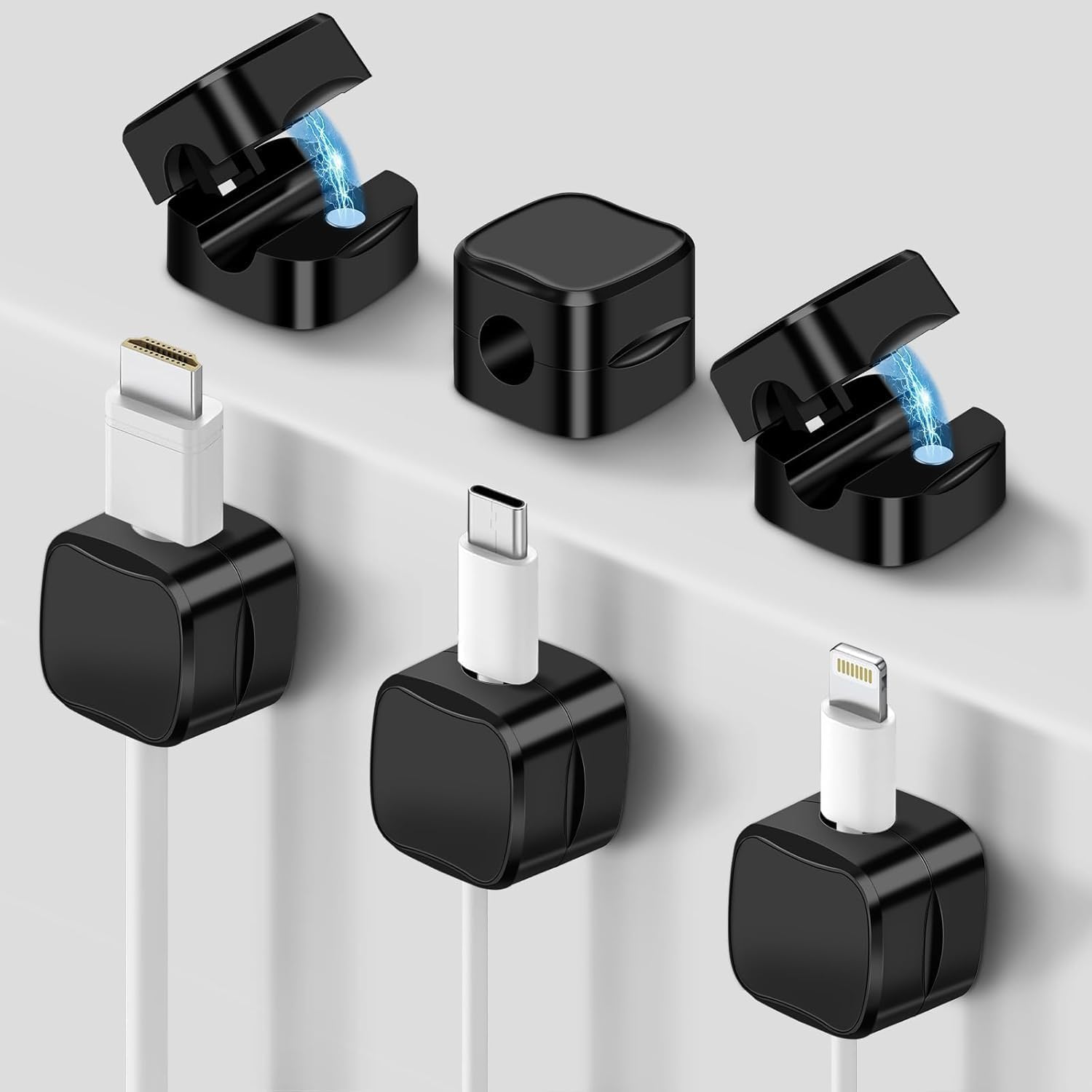 Krylar Magnetic Cable Organizer 6 Pcs Strong Magnet Cable Clips SelfAdhesive Wire Holder For Usb,Type C,Lightning Cable,Earphon