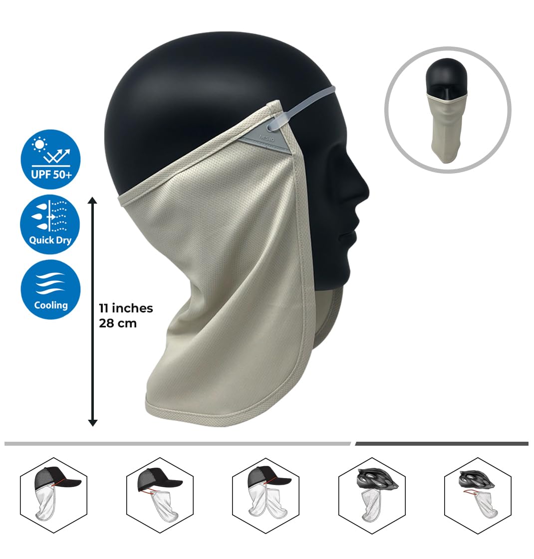 Coolnes - Uv Sun Protection Neck Drape Adjustable Multifunctional 2 In 1 Face Covering For Outdoor Fishing - Unisex Camel