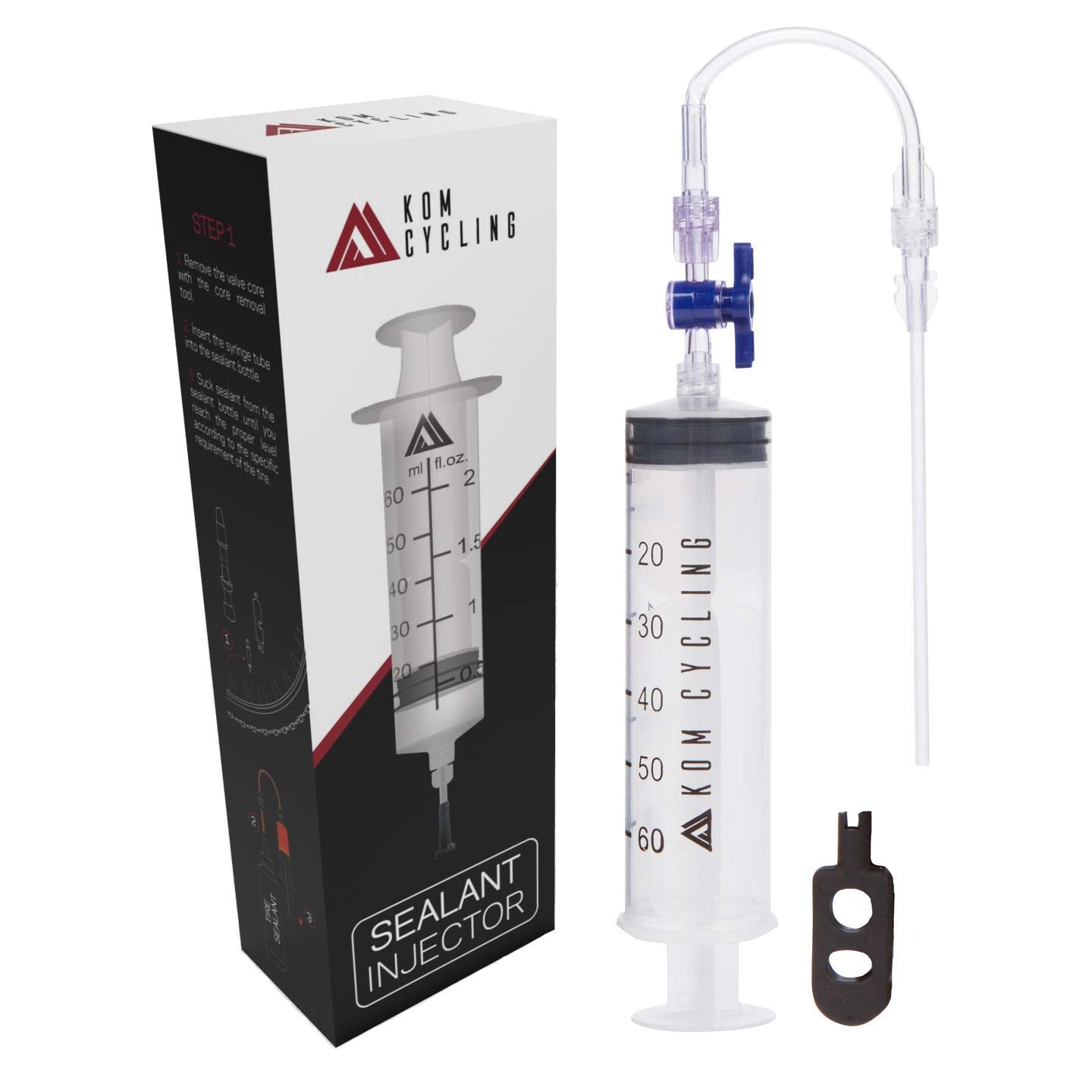 Kom Cycling Tubeless Sealant Injector Syringe And Presta Valve Core Removal Tool Designed For Stans No Tubes Sealant And Other S