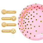 Cenlbj Pink And Gold Party Supplies, Pink Paper Dessert Plates (50-Count)