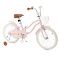 HONEY JOY Kids Bike, 18 Inch Pink Toddler Bikes w/Training Wheels, Handbrake & Coaster Brake, Fully Enclosed Chain, Adjustable H