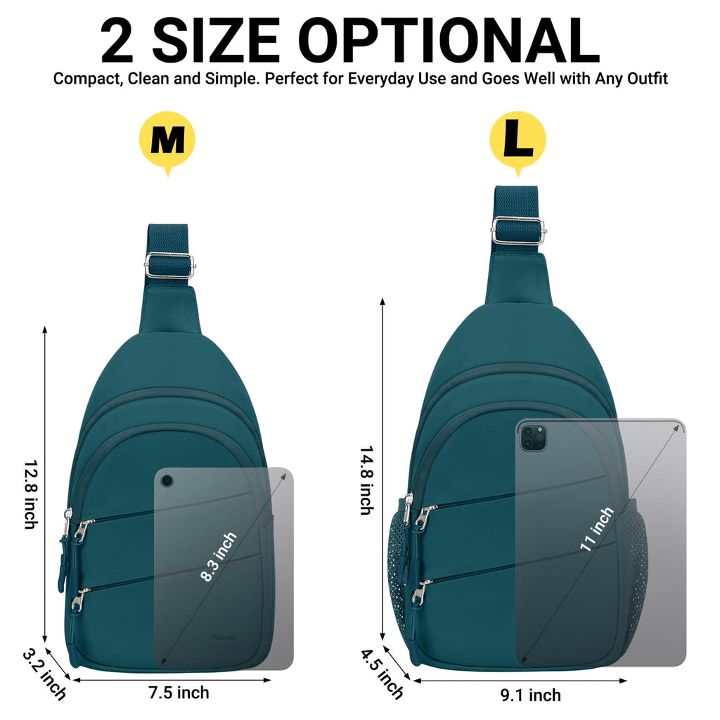 Tuwubi Crossbody Bags for Women, Sling Bag for Men, Small Hiking Backpack Anti Theft Lightweight for Outdoors Travel (M, Teal Bl