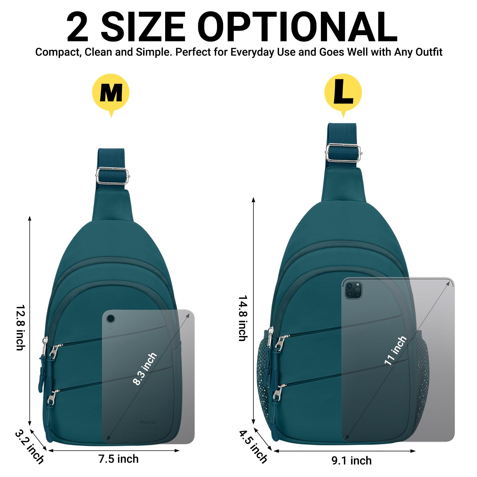 Tuwubi Crossbody Bags for Women, Sling Bag for Men, Small Hiking Backpack Anti Theft Lightweight for Outdoors Travel (M, Teal Bl
