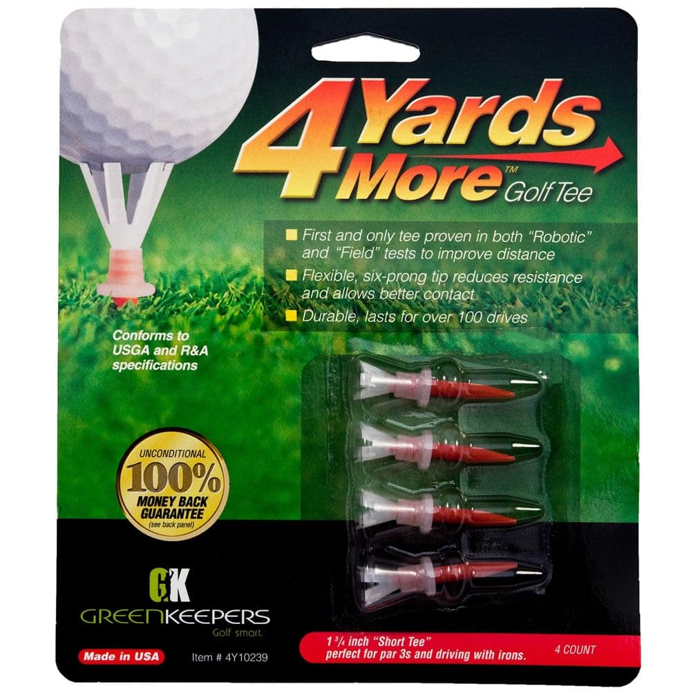 4 Yards More Golf Tees - 1 3/4'' Short Tee (4 Red Tees)