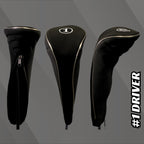Black Golf Zipper Head Cover Driver 1 Headcover Neoprene Traditional Plain Protective Cover Fits Drivers Up To 460Cc For Golfing