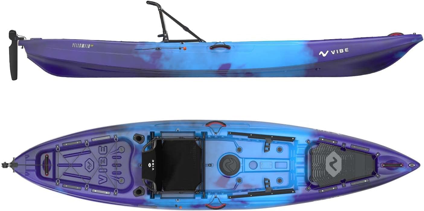 Vibe Yellowfin 120 Sit On Top Kayak - Speed & Stability for Recreational/Fishing, 12ft Superior Tracking, 10 Gear Tracks, Summit
