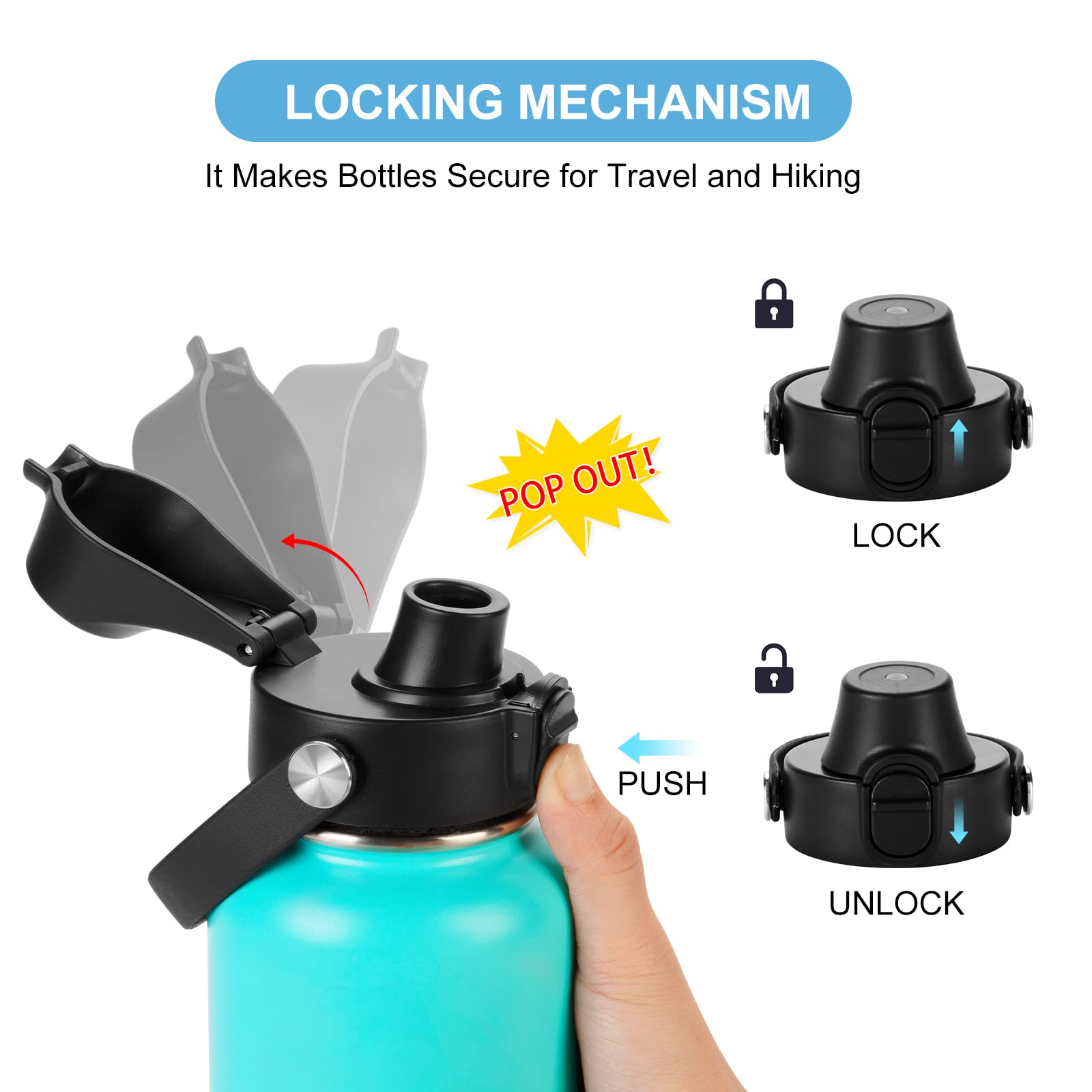 Eiposau Auto Flip Lid For Hydro Flask Wide Mouth, Great Spout Lid For Simple Modern, Takeya, Iron Flask And Other Brands, Replac