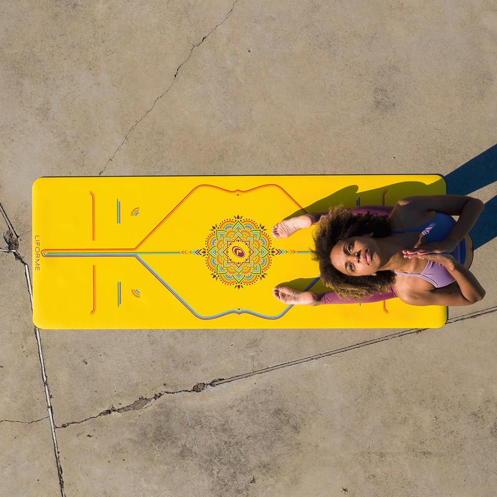 Liforme Printed Travel Yoga Mat - Free Yoga Bag, Patented Alignment System, Warrior-Like Grip, Non-Slip, Eco-Friendly And Biodeg