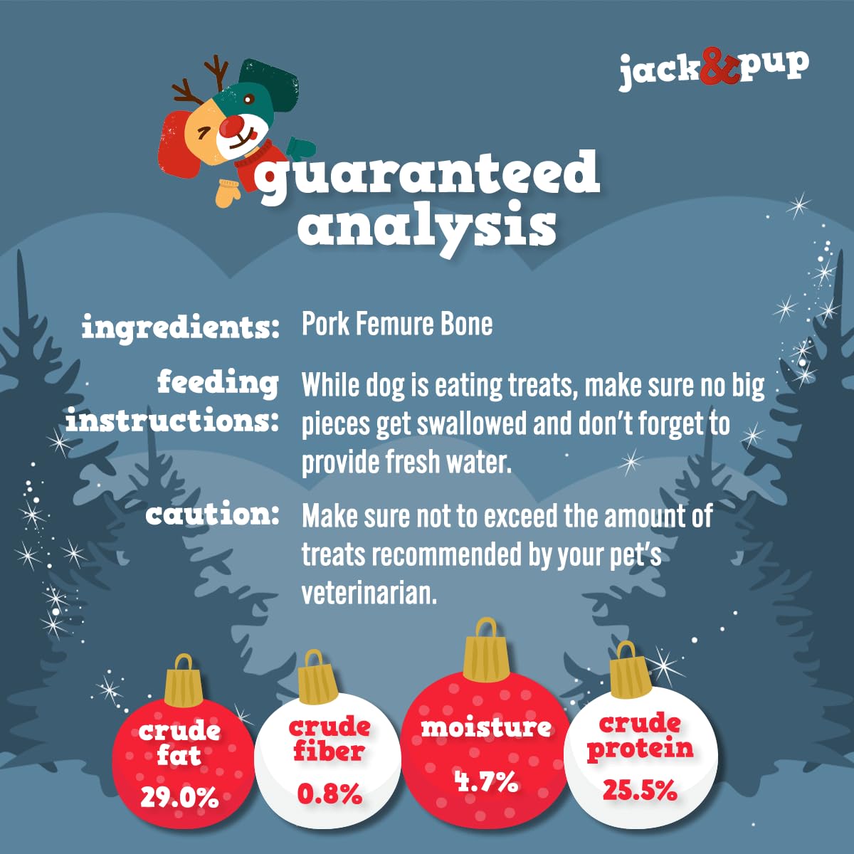 Jackpup Pork Femur Bones For Dogs Long Lasting  Gourmet Beef Dog Bones For Aggressive Chewers (4 Pack)