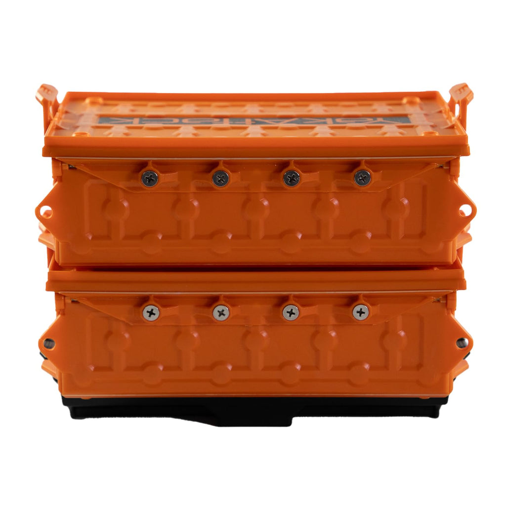 Yakattack Tracpak Orange Combo Kit - 2 Stackable Kayak Storage Boxes With Quick Release Track Mount Base | Kayak Crate System Fo