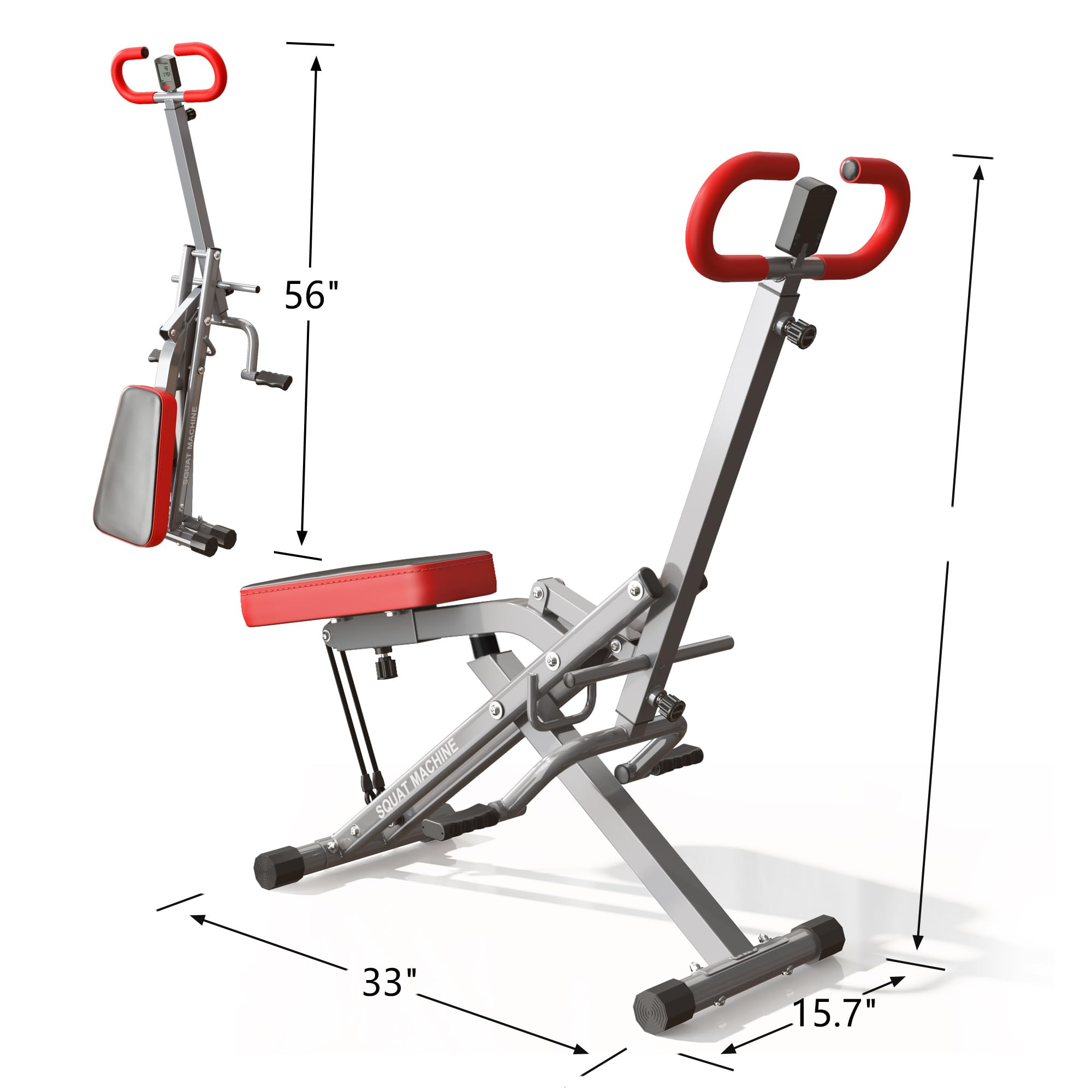 Sogespower Squat Machine For Home Gym, Squat Rowing Machine With Adjustable Resistance And Optional Full Motion, Squat Assist Tr
