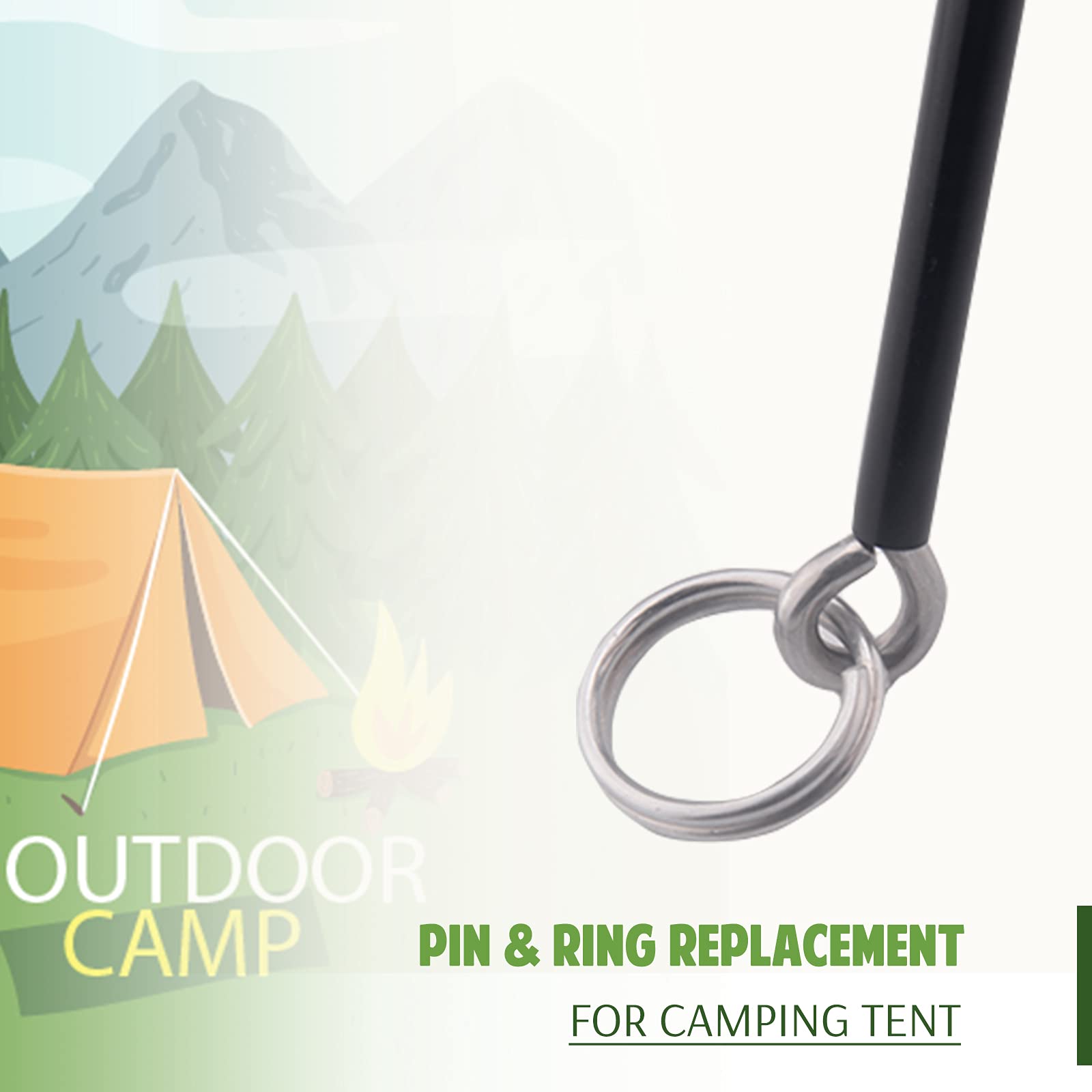 Brilliance4U Tent Pin & Ring Replacement, Tent Pole Connectors, Aluminum Tent Pole Rings With 1 Pin, Tent Building Tool, Tent Po