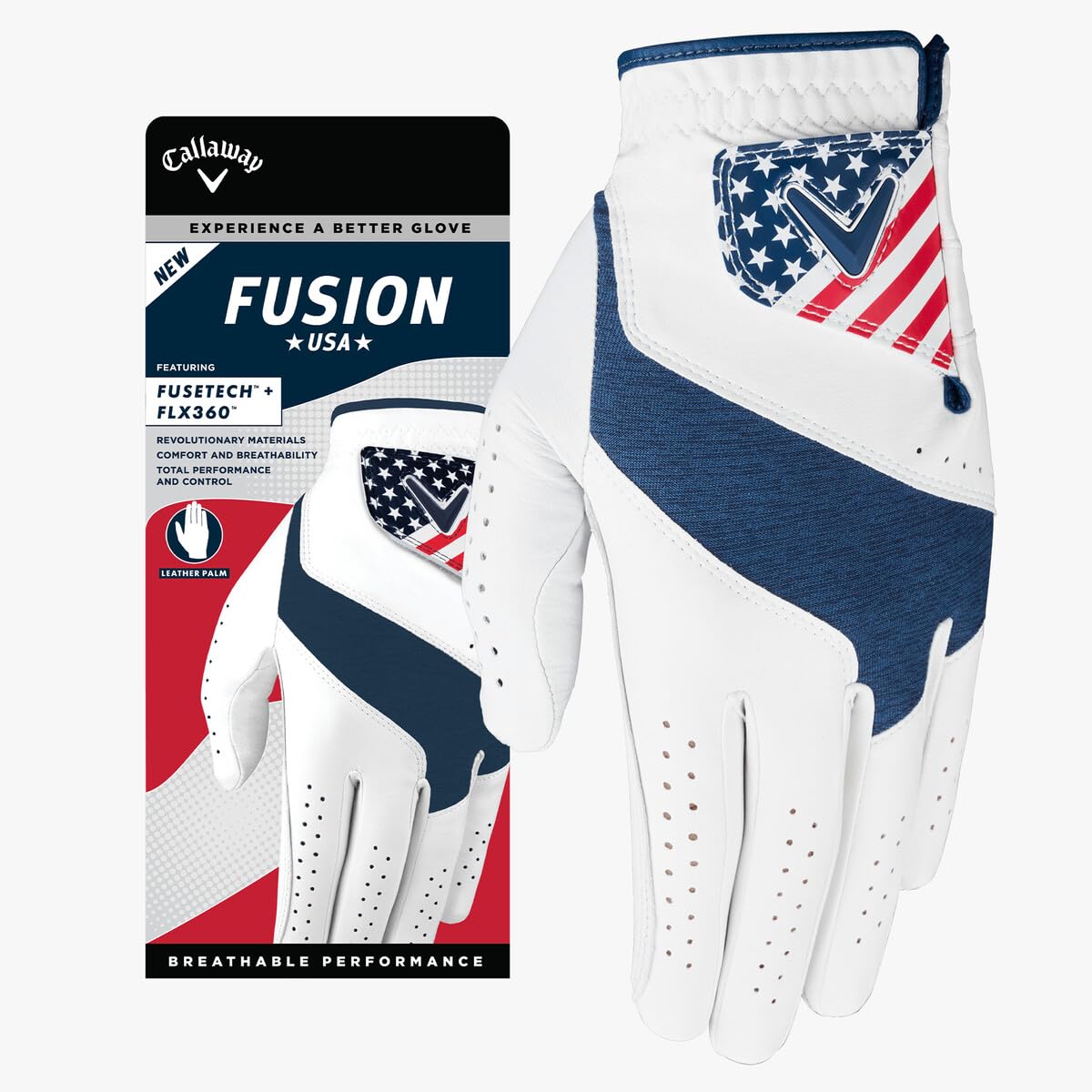 Callaway Golf Fusion Glove (Standard, Small, USA, Worn on Right Hand)