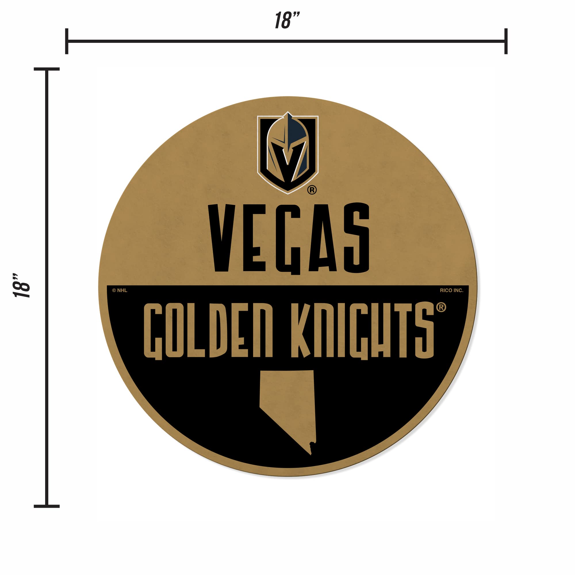 Rico Industries Nhl Vegas Golden Knights Classic Shape Cut Pennant - Home And Living Room D  Cor - Soft Felt Ez To Hang 18X0.10X