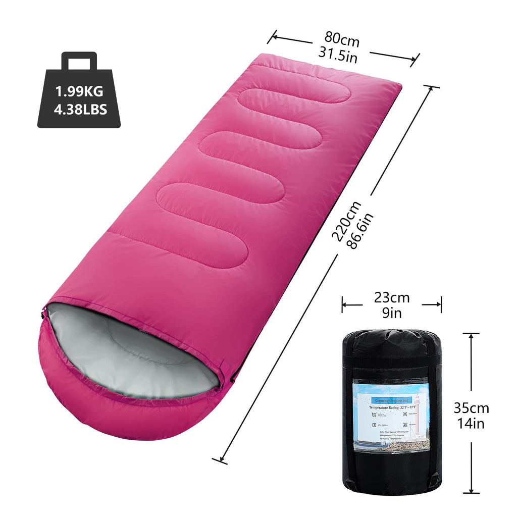 Orthomtex Sleeping Bags For Adults,Teens And Kids Girls-Warm & Cold Weather Lightweight,Waterproof Backpack,Great For 3-4 Season