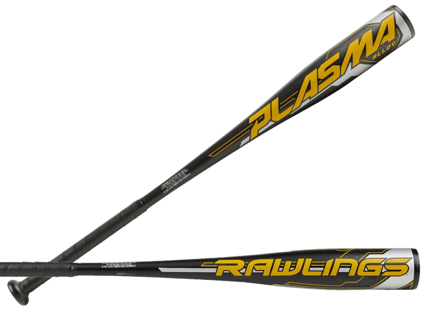 Rawlings | PLASMA Baseball Bat | USA | -9 | 2 5/8 Barrel | 27, Black/Yellow/White