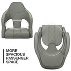 ERGOSEAT Deluxe Pro High Back Boat Seat Pontoon Captains Bucket Seat Boat Seat with Armrests (Light Gray/Light Gray/Charcoal)