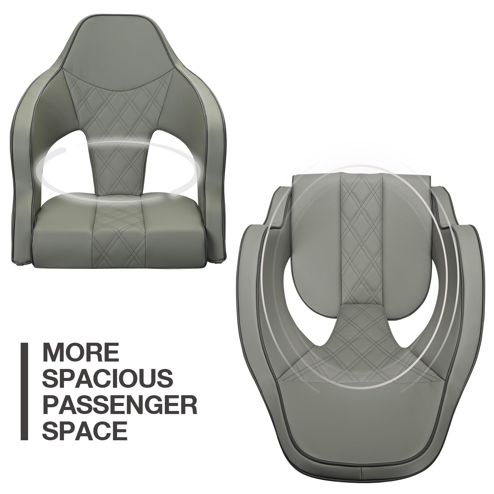 ERGOSEAT Deluxe Pro High Back Boat Seat Pontoon Captains Bucket Seat Boat Seat with Armrests (Light Gray/Light Gray/Charcoal)