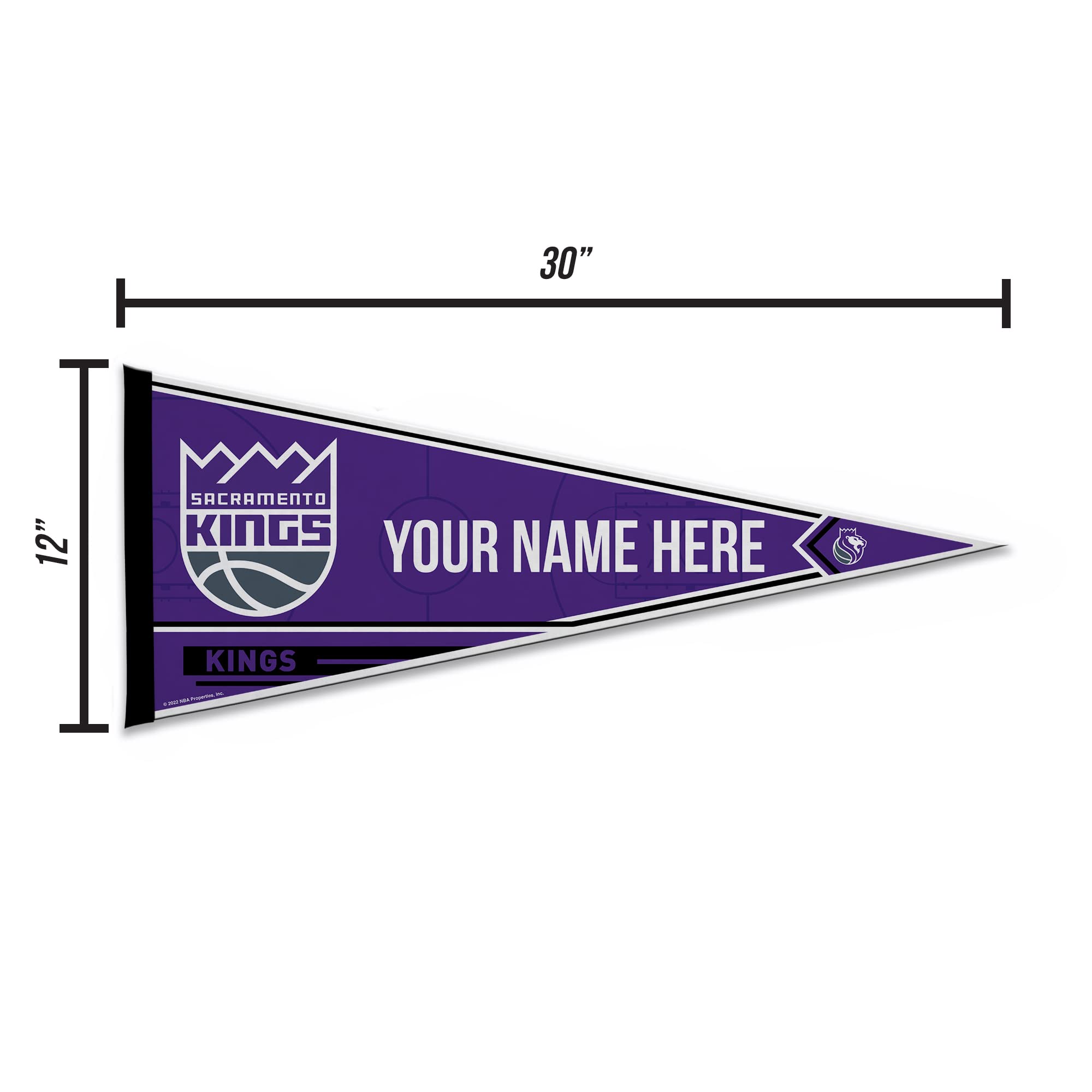 Rico Industries Nba Basketball Sacramento Kings Personalized - Custom 12'' X 30'' Soft Felt Pennant - Ez To Hang
