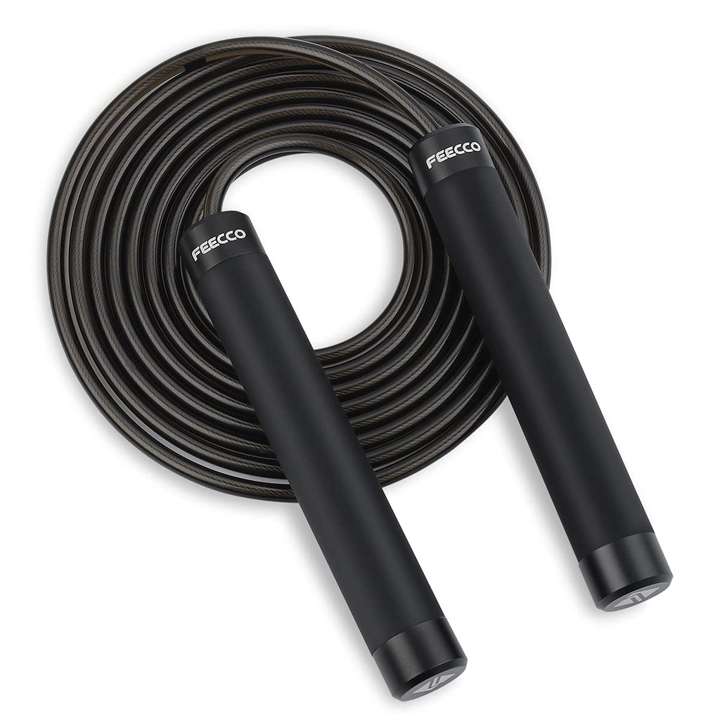 Feecco 1/2 Lb Weighted Jump Rope For Boxing, Cardio, Crossfit Workout, 8~11Ft Range Adjustable Length Steel Ropes With Ball Bear