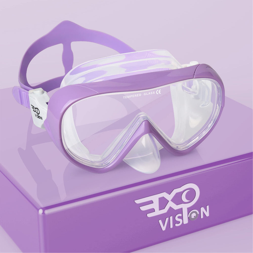 Kids Snorkel Swim Mask, Child Diving Mask Anti-Fog Swim Goggles With Nose Cover For Snorkeling Diving Swimming (Purple)
