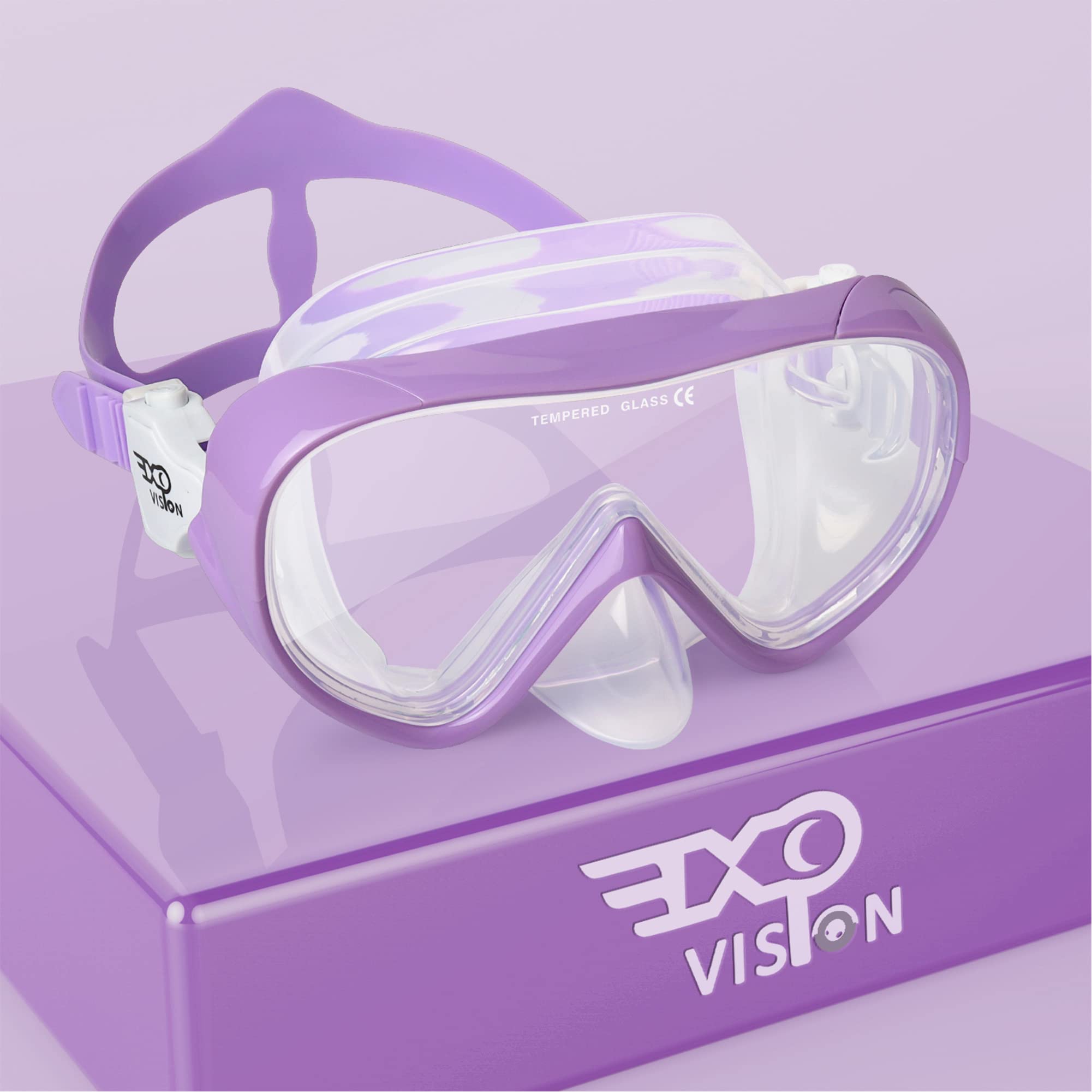 Kids Snorkel Swim Mask, Child Diving Mask Anti-Fog Swim Goggles With Nose Cover For Snorkeling Diving Swimming (Purple)
