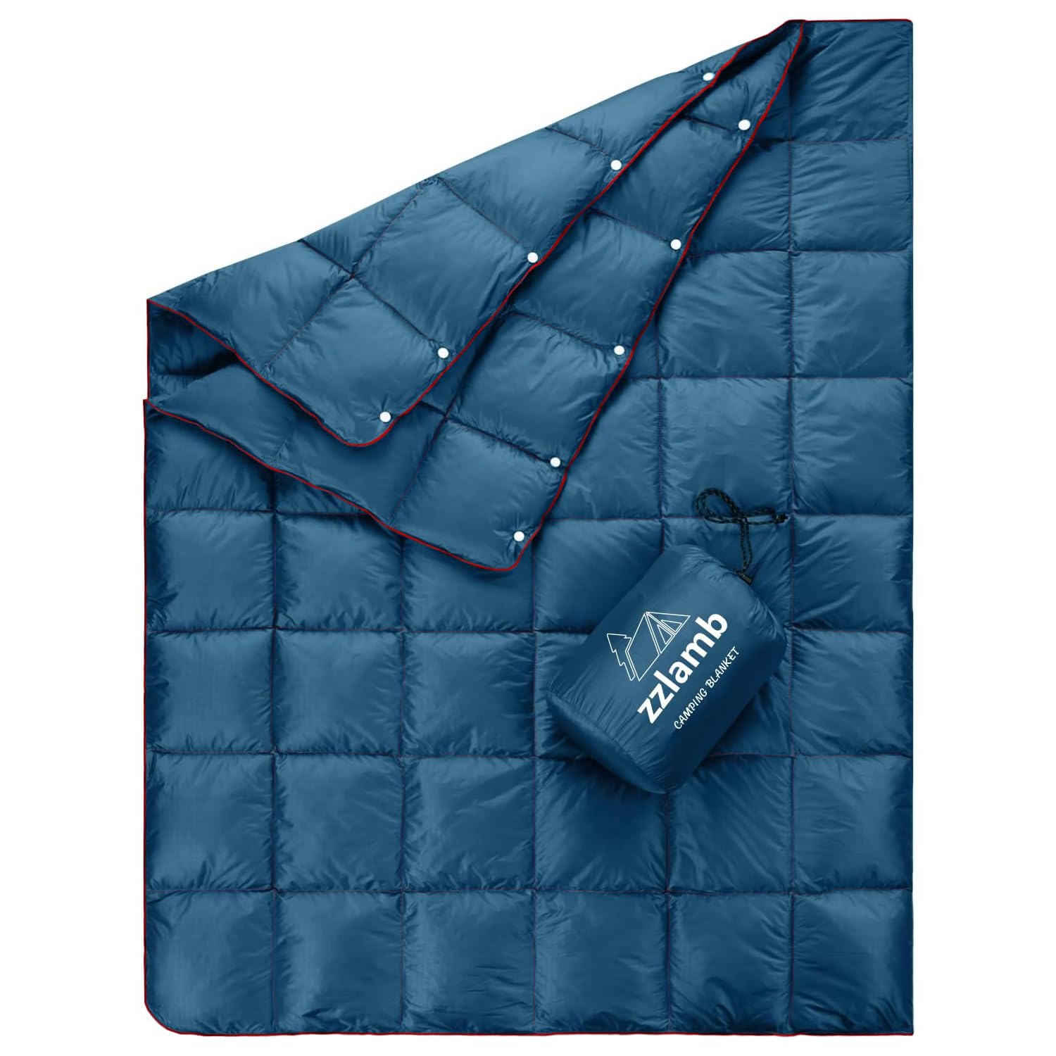 zzlamb Water-Repellent Duck Down Camping Blanket, Compact Travel Down Throw Quilt 650 Fill Power, Lightweight Lap Blanket for Ou