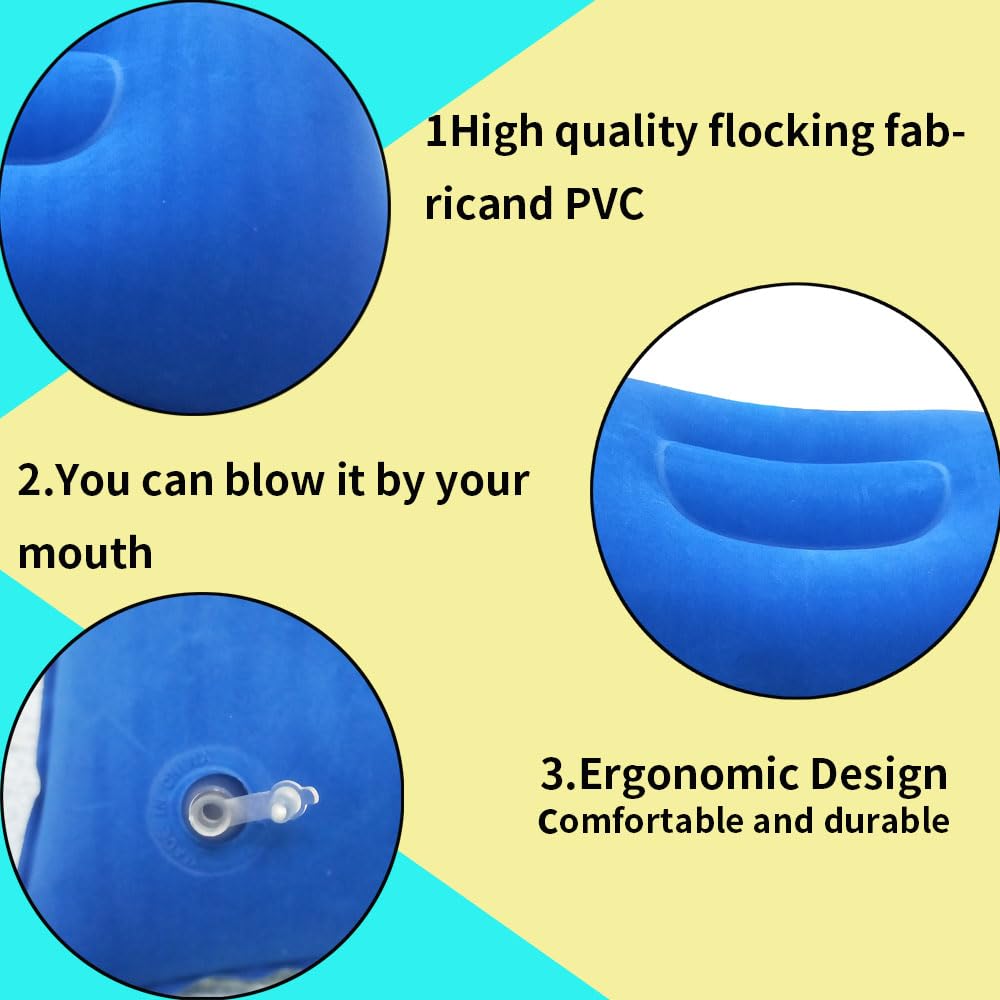Mxjzw 3 Pack Ultralight Inflatable Pillow Small Squared Flocked Fabric Air Pillow Beach Pillow For Camping,Napping,Desk Rest,Hik