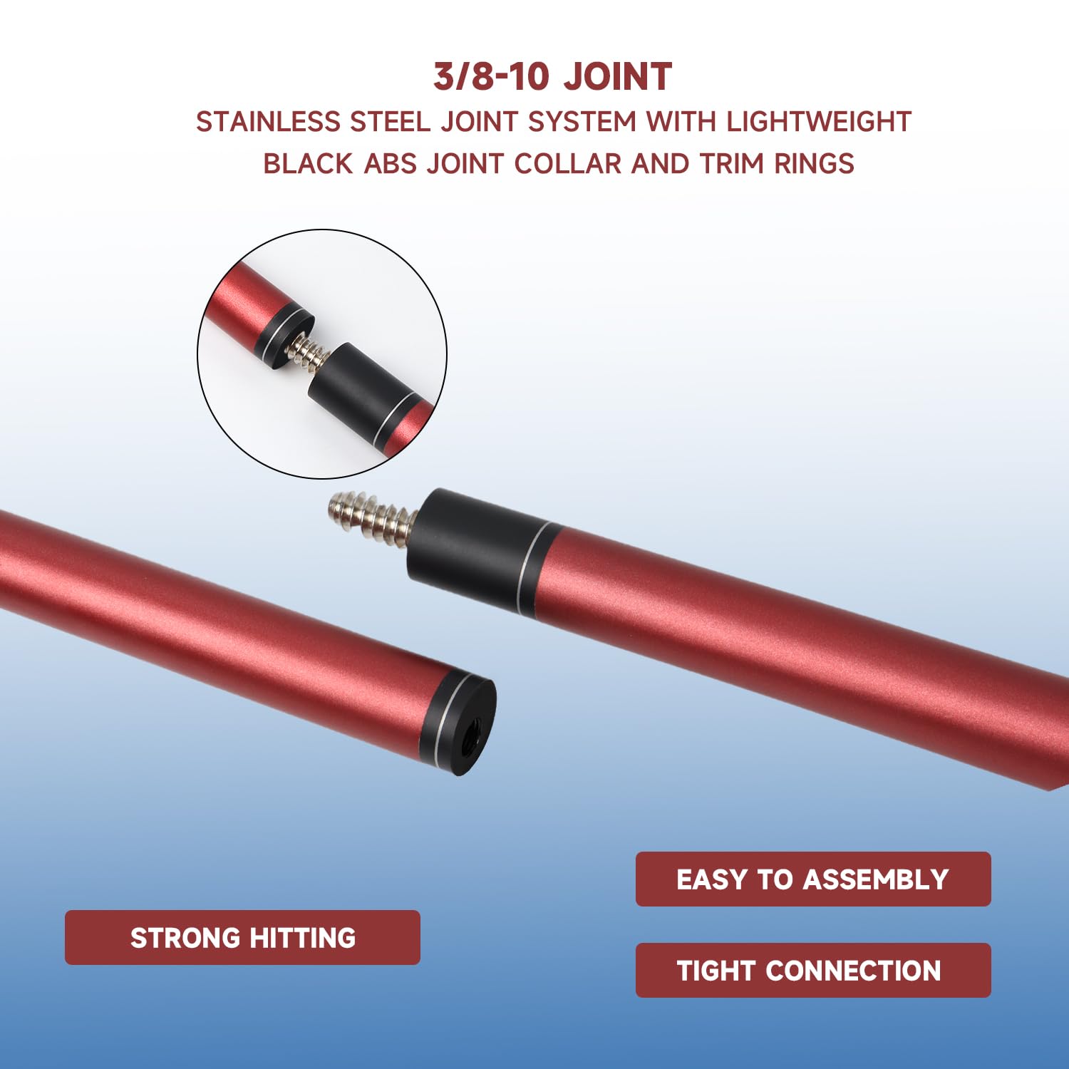 Gse 58'' 2-Piece Fiberglass Graphite Composite Billiard Pool Cue Stick (Matte Red, 21Oz)