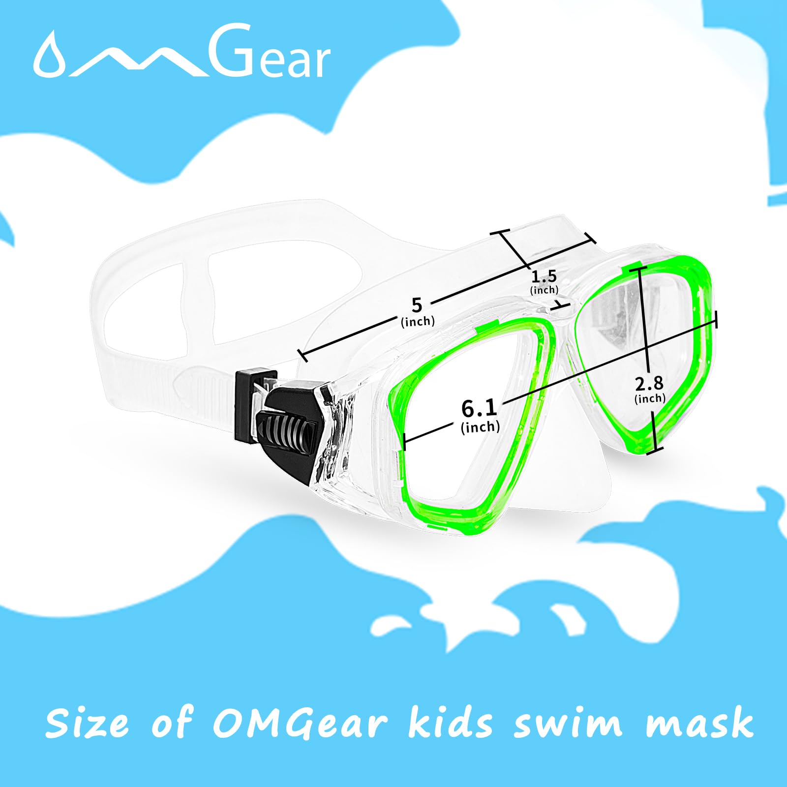 Boy Girl Swim Pool Goggles With Nose Cover Snorkeling Kit Kids Snorkel Dive Mask Scuba Goggles For Water Sports Outdoors(Green)