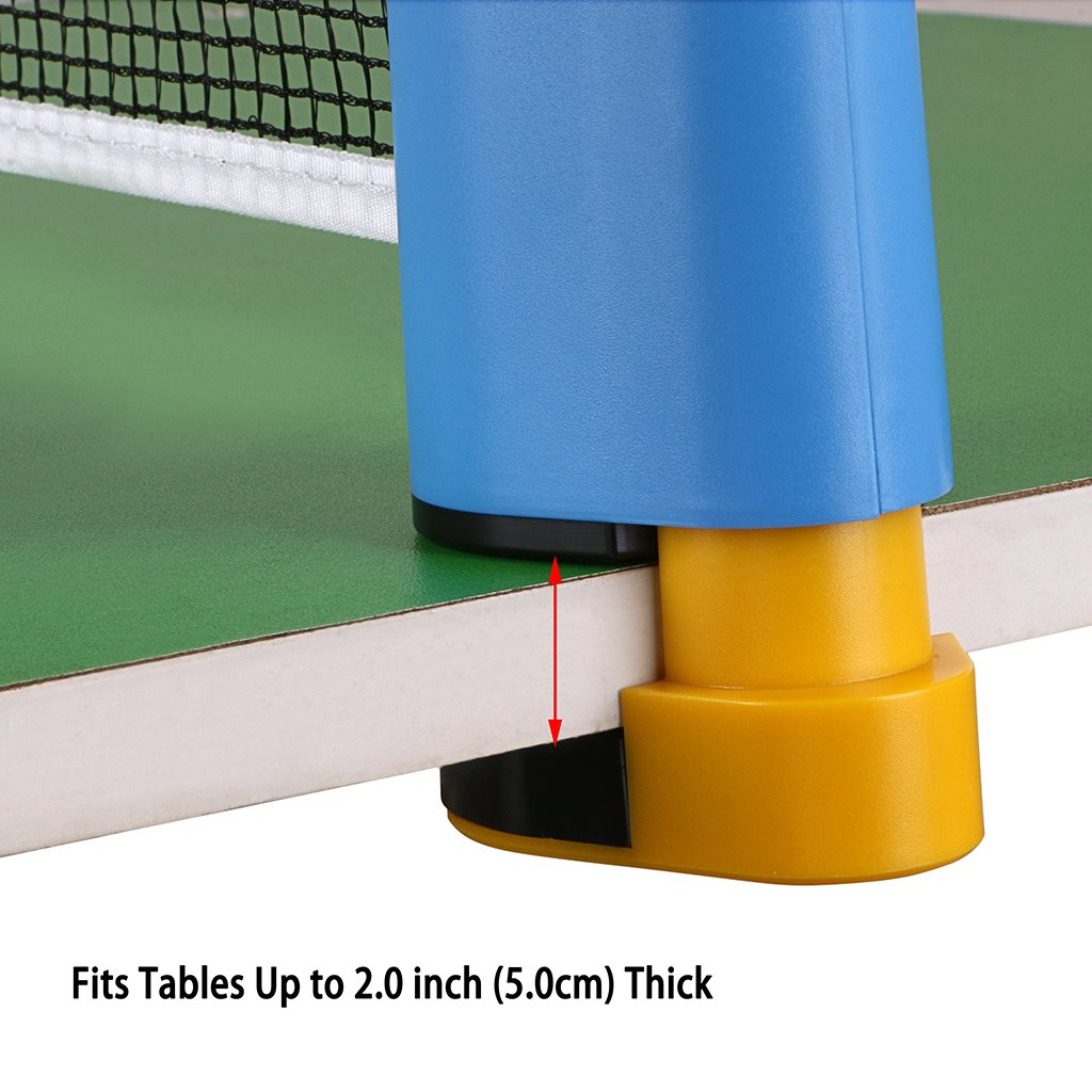 Hipiwe Retractable Table Tennis Net Replacement, Ping Pong Net And Post, 6 Feet(1.8M, Fits Tables Up To 2.0 Inch (5.0 Cm) (Blue)