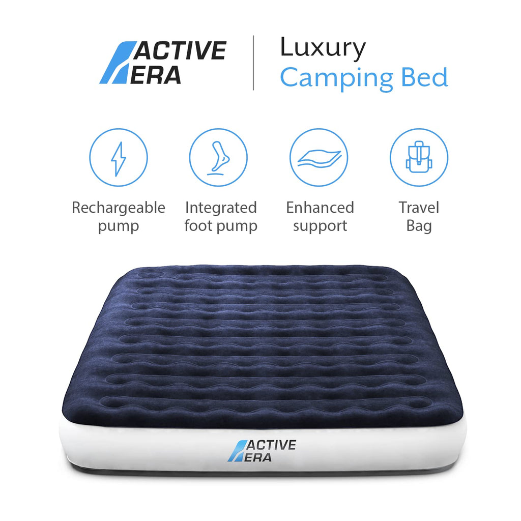 Active Era Luxury Camping Air Mattress With Built In Pump - Queen, Usb Rechargeable Pump, Travel Bag For Tent Camping