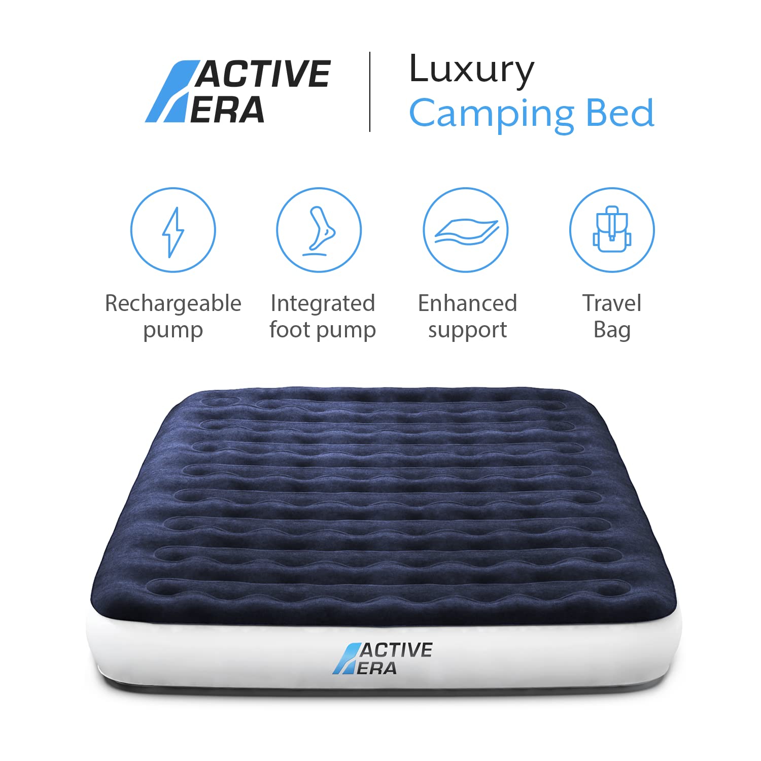 Active Era Luxury Camping Air Mattress With Built In Pump - Queen, Usb Rechargeable Pump, Travel Bag For Tent Camping