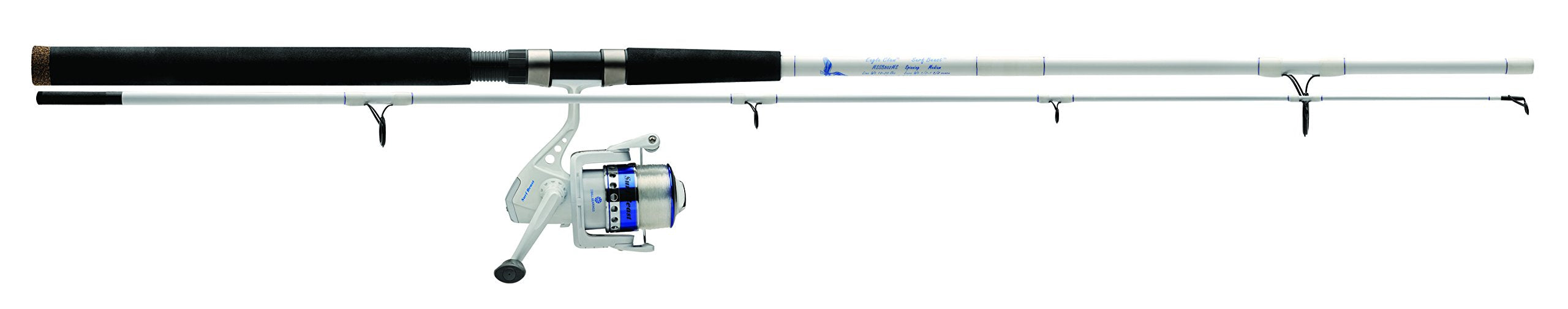 Eagle Claw Mssb802Ms Surf Beast Spinning Combo, 8' Length, 2 Piece Rod, Medium Power, 5+1 Bearings, Glass