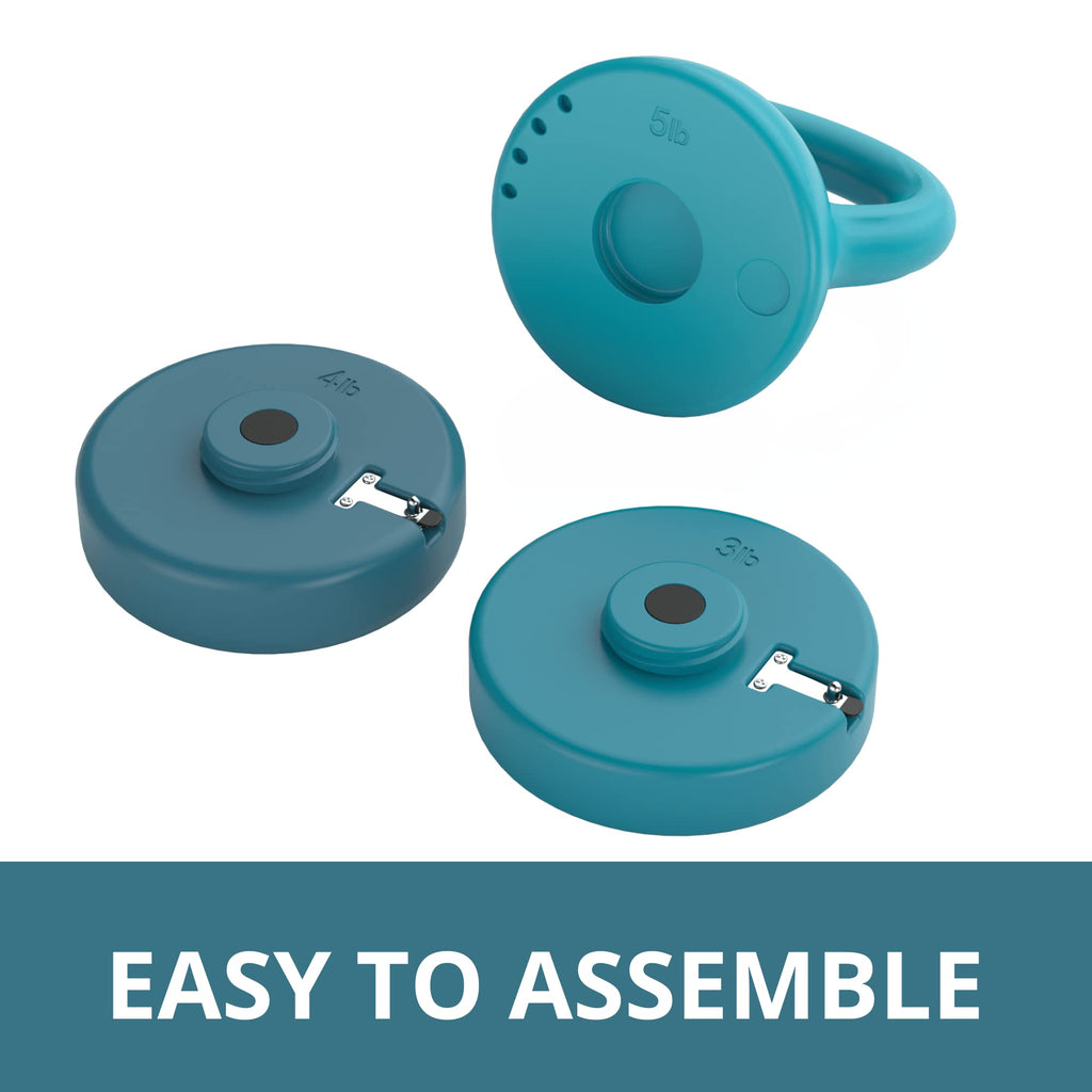 Adjustable Kettlebell - 5 Lbs, 8 Lbs, 12 Lbs Kettlebell Weights Set For Home Gym - Teal