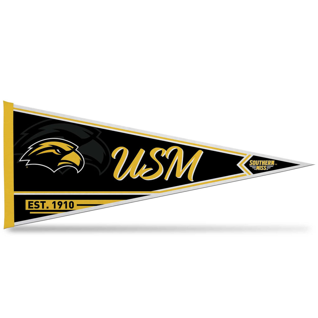 Rico Industries Ncaa Southern Mississippi Golden Eagles Classic 12'' X 30'' Felt Wall D  Cor Pennant - Great For Home/Bed Room/M