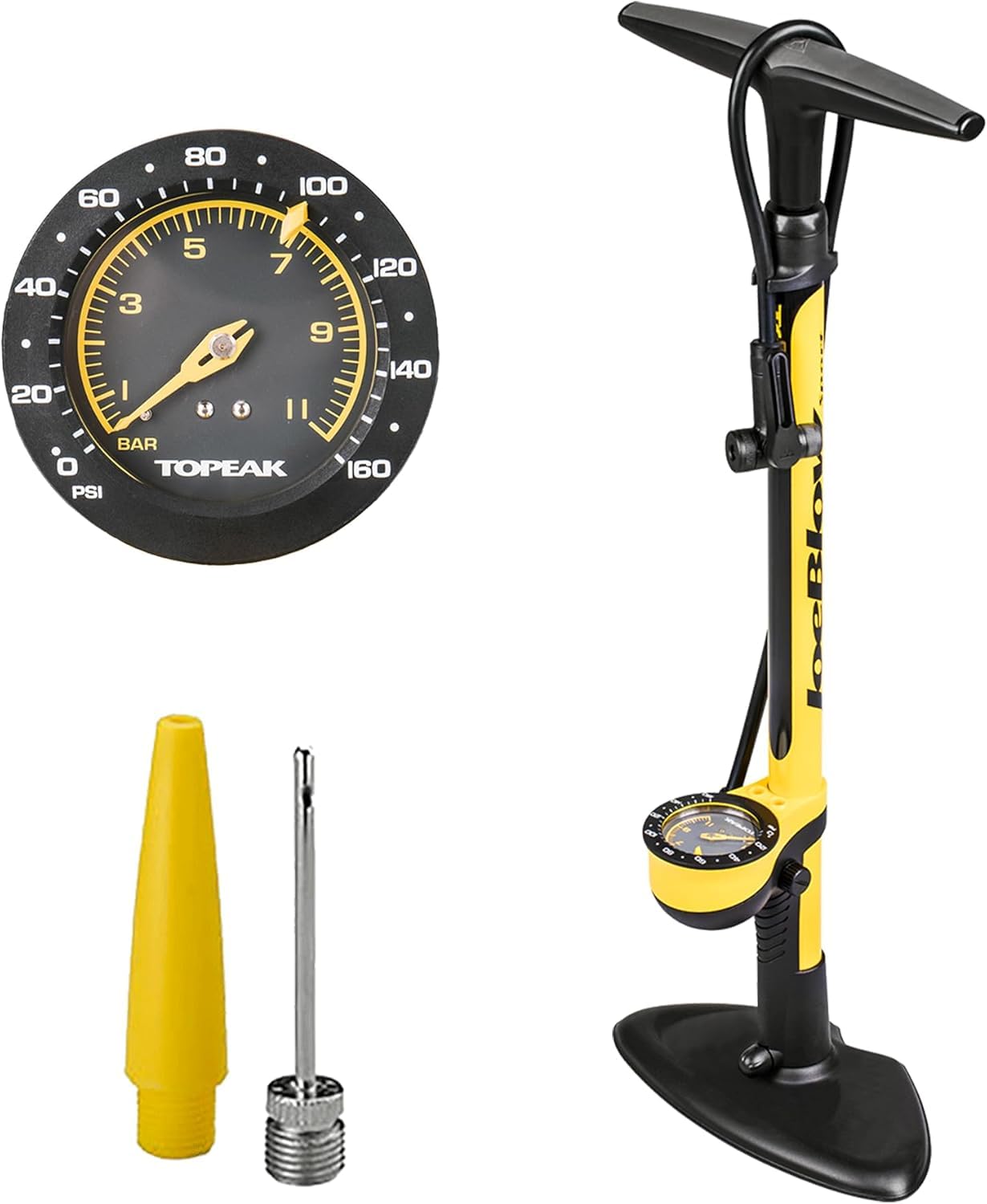 Topeak JoeBlow Sport III, High Pressure Bike Floor Pump, 160 PSI, 3 Analog Gauge