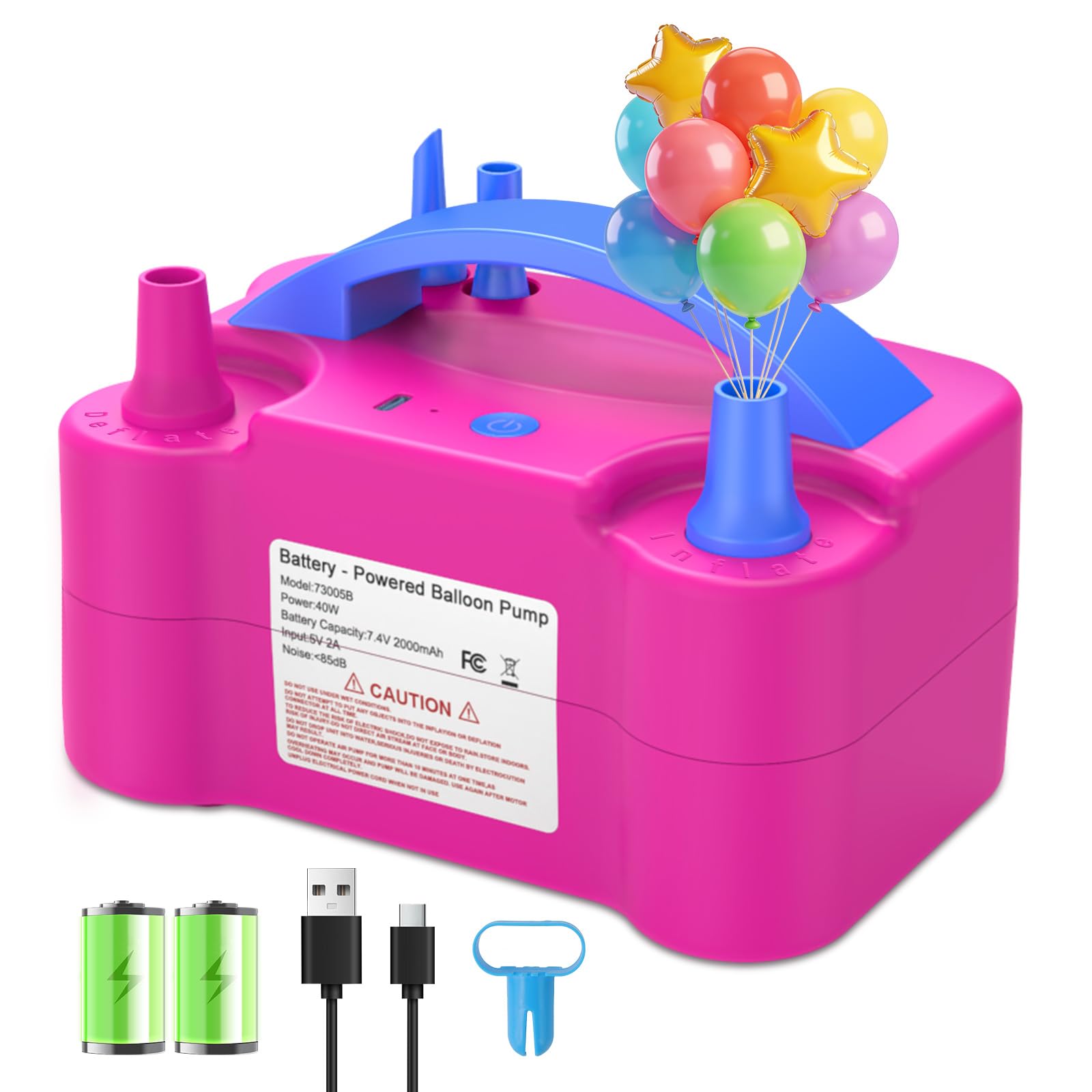 IDAODAN Cordless Electric Balloon Pump with Rechargeable Battery, Portable Balloon Inflator with Dual Modes & Type-C Charging, F