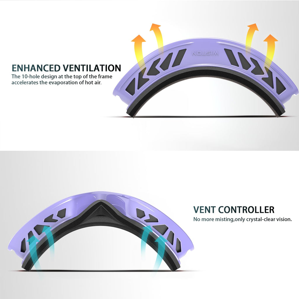 Wiston Ski Goggles - Otg Snow/Snowboard Goggles For Men, Women & Youth - 100% Uv Protection (Purple Frame/Rose Lens)