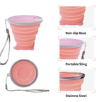 Collapsible Cup-Silicone Small Foldable Cup-Expandable Folding Drinking Cup-Reusable Portable Mugs Cups With Lids For Travel, Ca