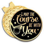 Geygie May The Course Be With You Black Gold Golf Ball Marker With Magnetic Hat Clip, Golf Accessories For Men Women, Golf Gifts