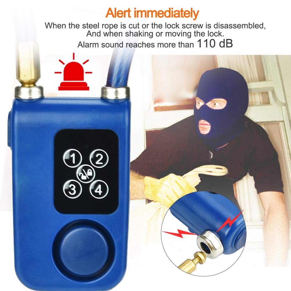 Antitheft Alarm Chain Lock, Y787 Smart Alarm Lock Antitheft Chain Lock For Bike Gate App Control Blue