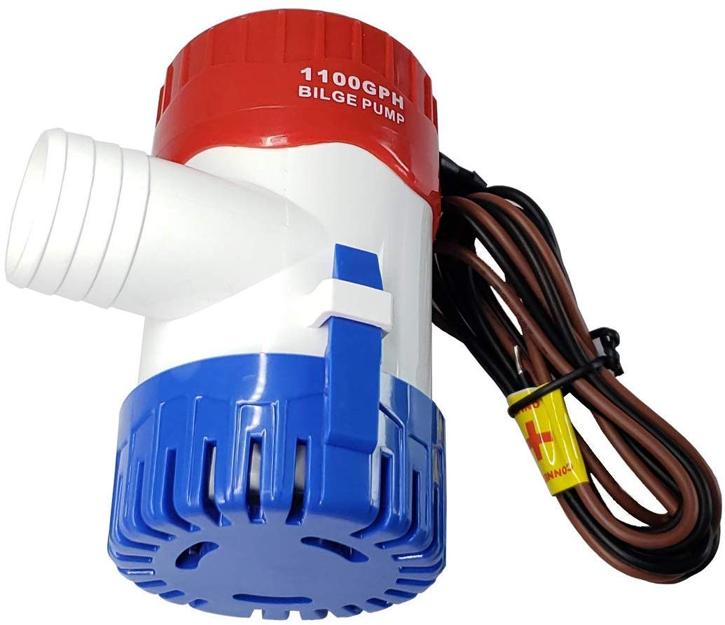 Maxzone Boat Bilge Water Pump 12V 1100Gph Non-Automatic Marine Electric Bilge Pump For Ponds, Pools, Spas Silent, Boat Caravan R